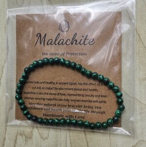 Malachite Stone Stretch Elastic Bead Bracelet Natural Real Genuine Green 3 mm